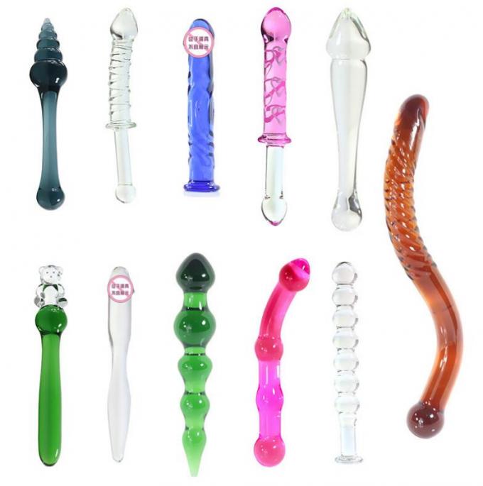 Consolador realista del sexo anal del cristal del estímulo del G-punto de 2 cabezas para las mujeres